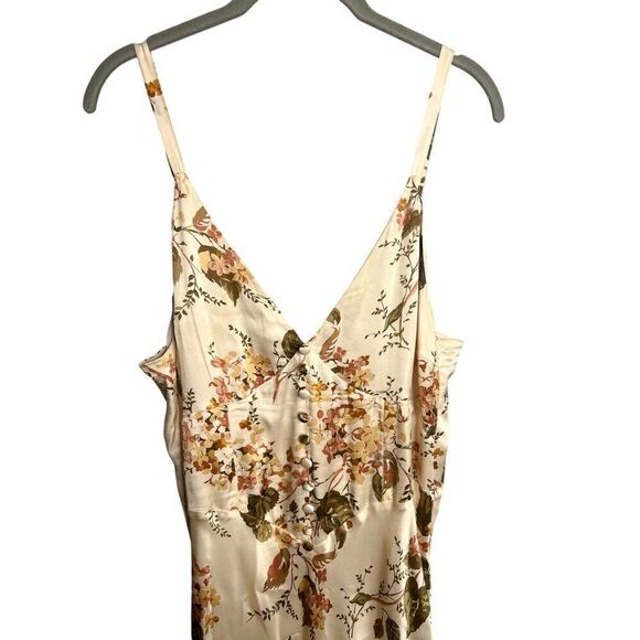 Reformation Esa Silk Dress Size 8 Bella Tan Floral Maxi V Neck Gown - Picture 6 of 10